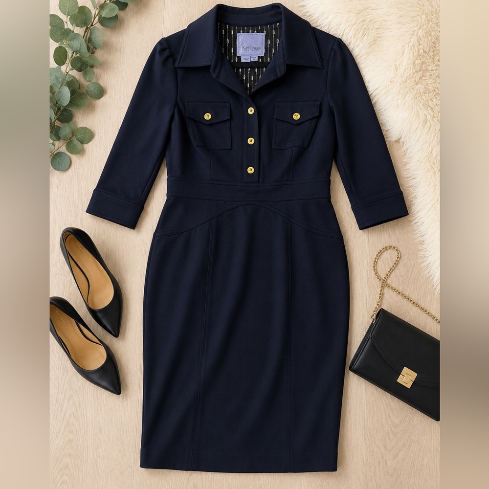 Kay Unger New York Navy Blue Dress size 6